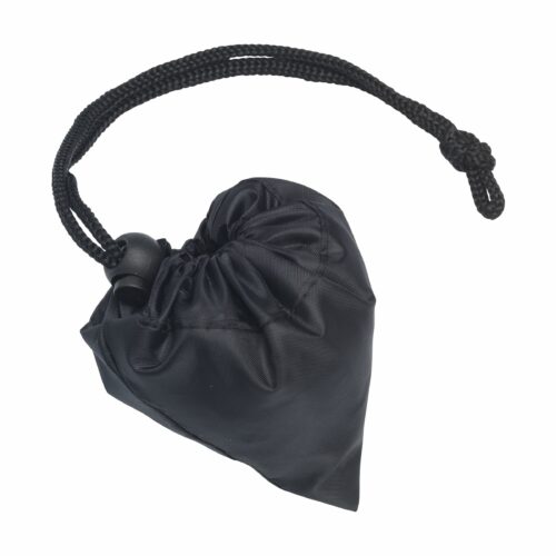 Svart pose med snor og stopper